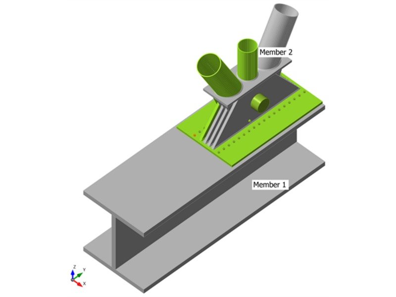 CHS 914 and CHS 711 struts on a plate girder with M52 bolts: overall check with plastic strain
