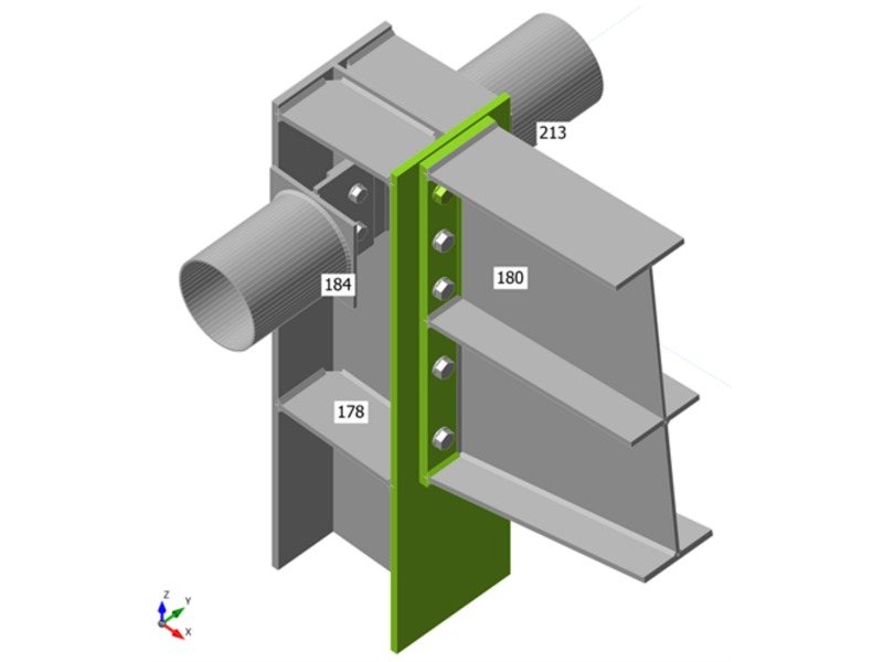 Haunched IPE 400 beam on an HEA 340 column with a tubular brace: overall check with plastic strain