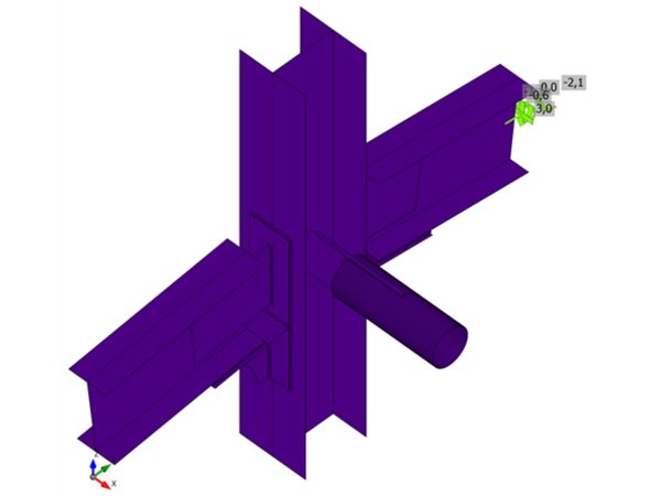 IPE 360 beams on an HEA 300 column: equivalent stress plot