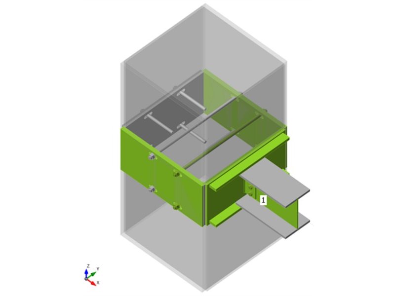 Steel collar on a concrete column carrying an HEB 400 beam: overall check of the finite element model