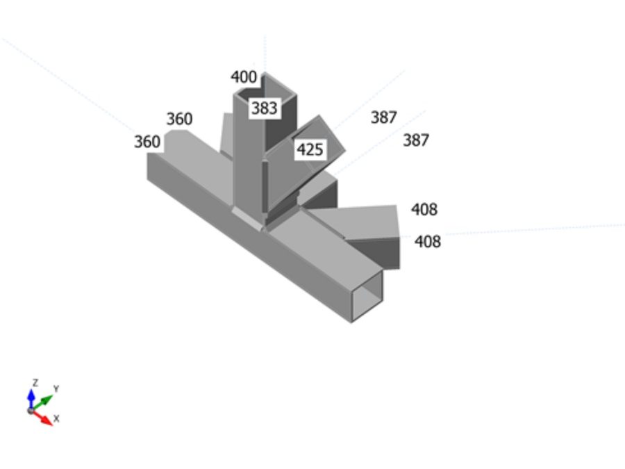 Welded multi-member node in SHS 40×40×2.5: overall check with plastic strain