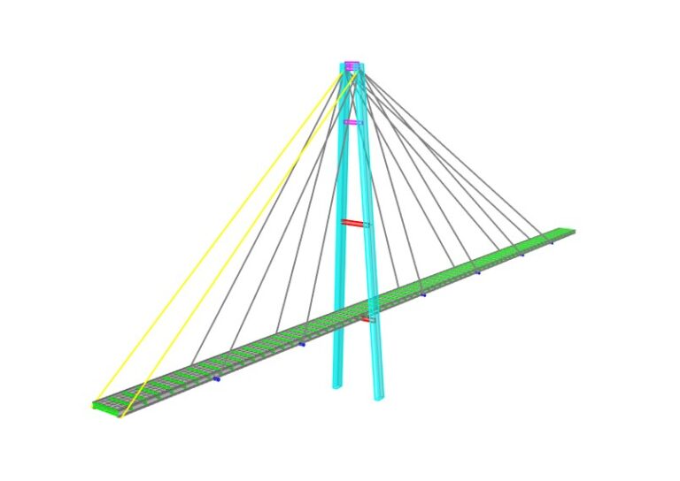 Cable-Stayed Steel Pedestrian Bridge Analysis and Design