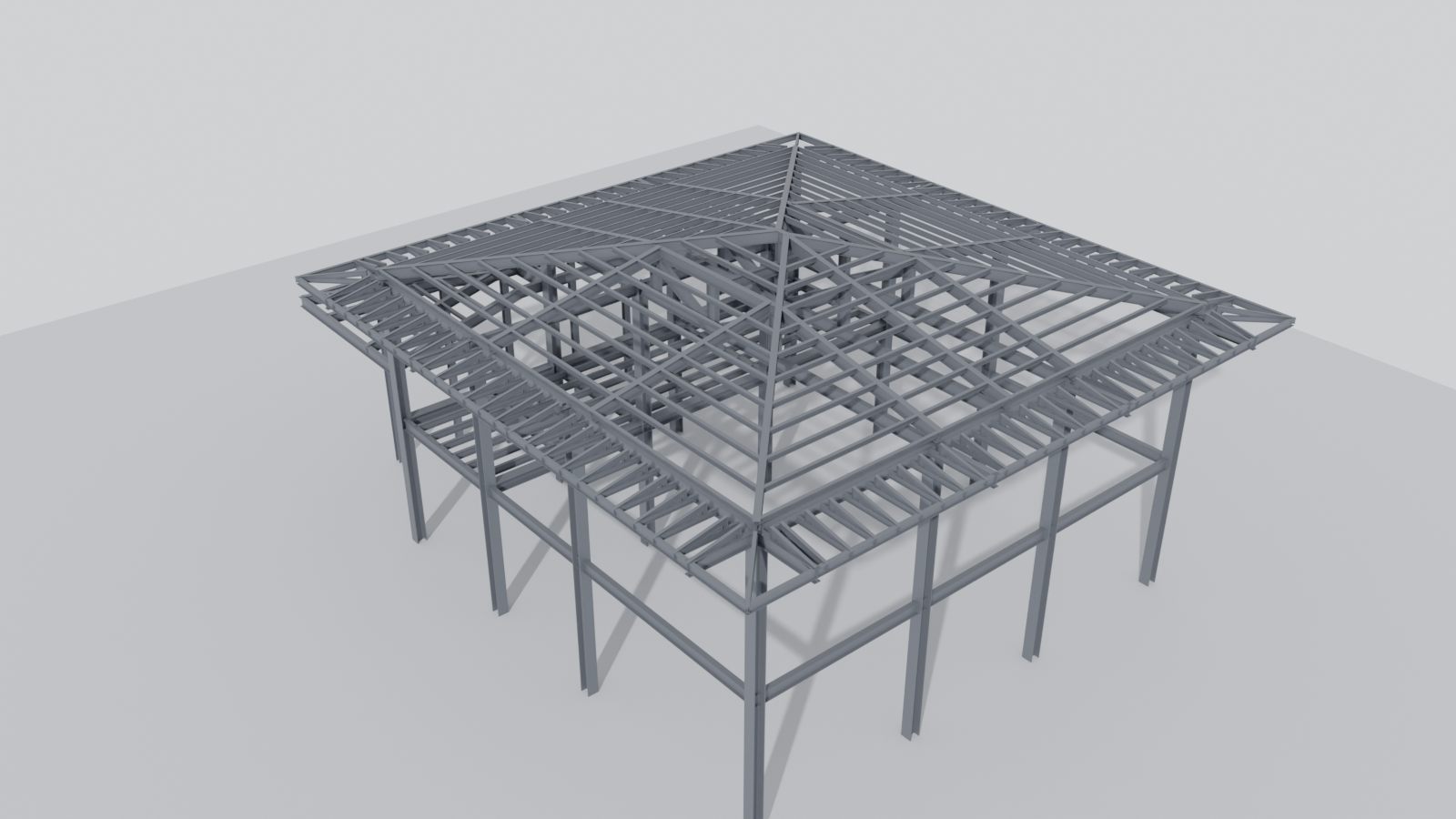 Two-storey pavilion: steel model render
