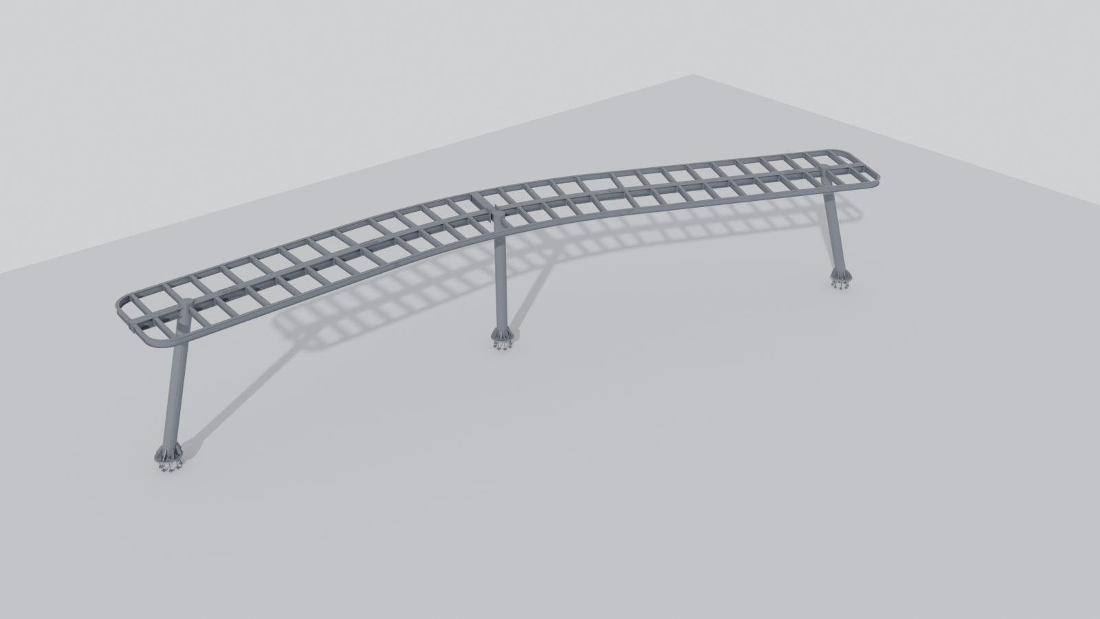 Curved canopy walkway: steel model render