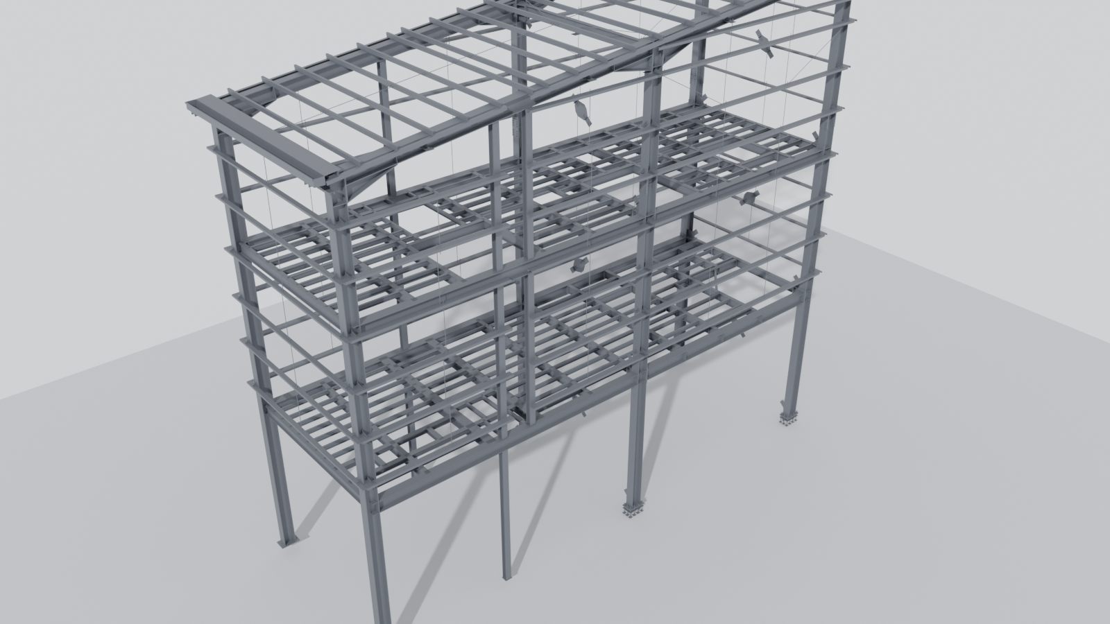 Mill building: steel model render