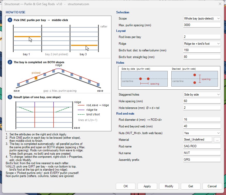 The plugin dialog: a how-to-use diagram on the left and the attributes on the right