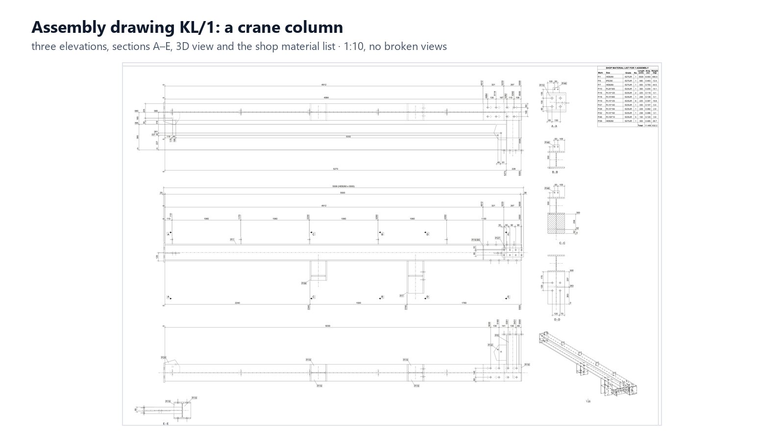 A crane canopy: 104 shop drawings